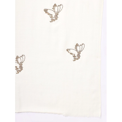 White Shawl with embellished Golden swarovski butterflies-4
