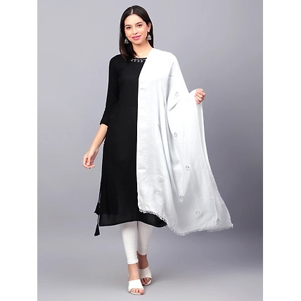 Light Grey Viscose Shawl with swarovski motifs-MOD-VISC-GREY-CIRCLES