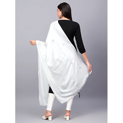 Light Grey Viscose Shawl with swarovski motifs-3