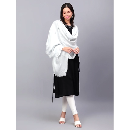 Light Grey Viscose Shawl with swarovski motifs-4