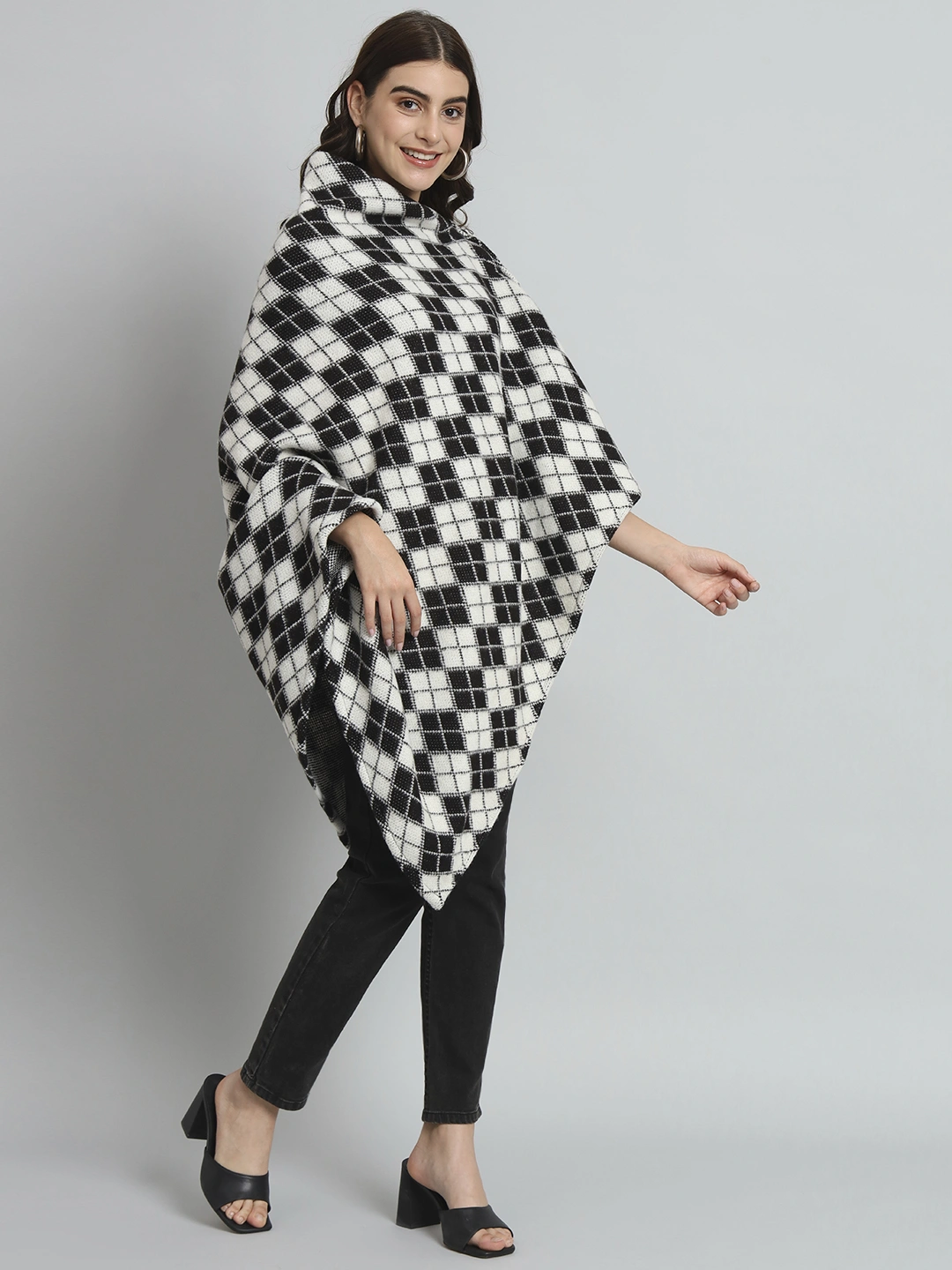 Woolen Poncho online for women-MOD-AW-BW-PONCHO