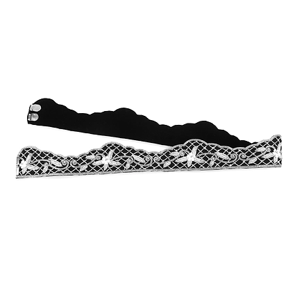 Black Waist Belt, White flowers, Swarovski Crystals &amp; Decorative Stones-4