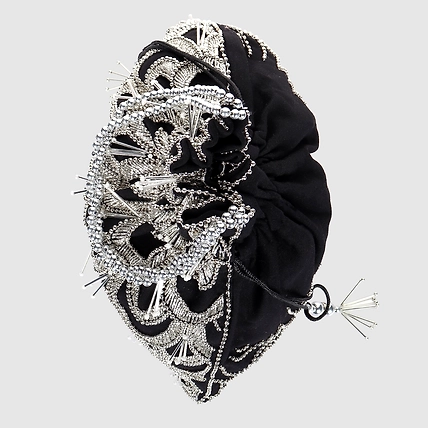 Black Potli Bag with exquisite silver circles embroidery-4