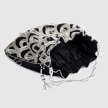 Black Potli Bag with exquisite silver circles embroidery-5