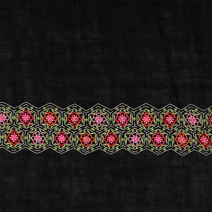 Black Shawl, Pure Pashmina Shawl hand embroidered with intricate floral artwork-4