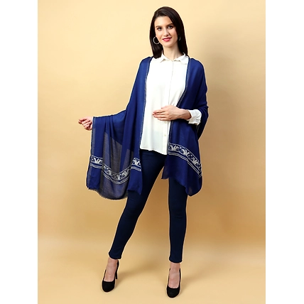 Blue Shawl embellished &amp; hand embroidered with pearls &amp; swarovski crystals-5