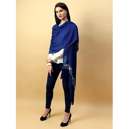 Blue Shawl embellished &amp; hand embroidered with pearls &amp; swarovski crystals-6