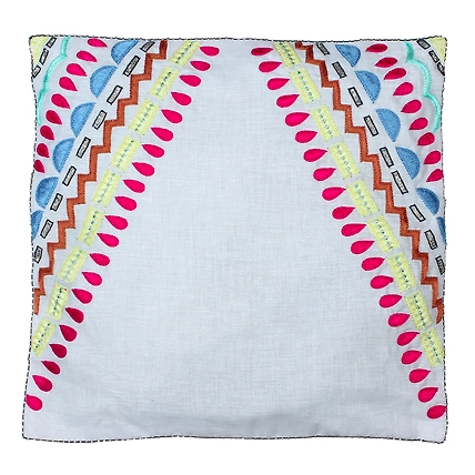 White Cushion Cover, three cushion cover set, hand embroidered-MOD-CCSET-TH-WH-GEO