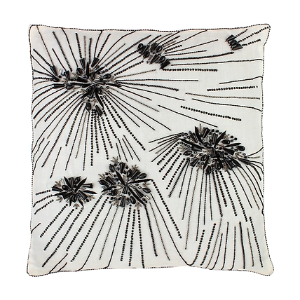 White Cushion Cover, Hand Embroidered , Designer Pillow Cover-1
