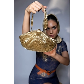 Golden Clutch shoulder bag an ideal crystals bag