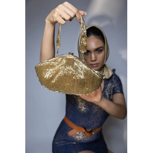 Golden Clutch shoulder bag an ideal crystals bag