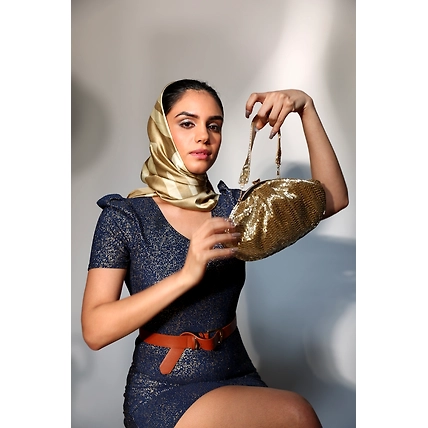 Golden Clutch shoulder bag an ideal crystals bag-3