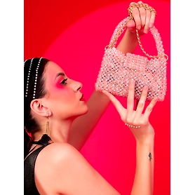 Pink crystals shoulder bag for woman an ideal ladies purse
