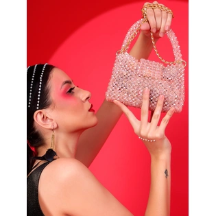 Pink crystals shoulder bag for woman an ideal ladies purse