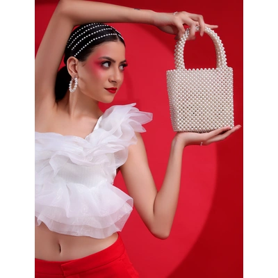 Pearls Bag ideal white handbang handcrafted with pearls