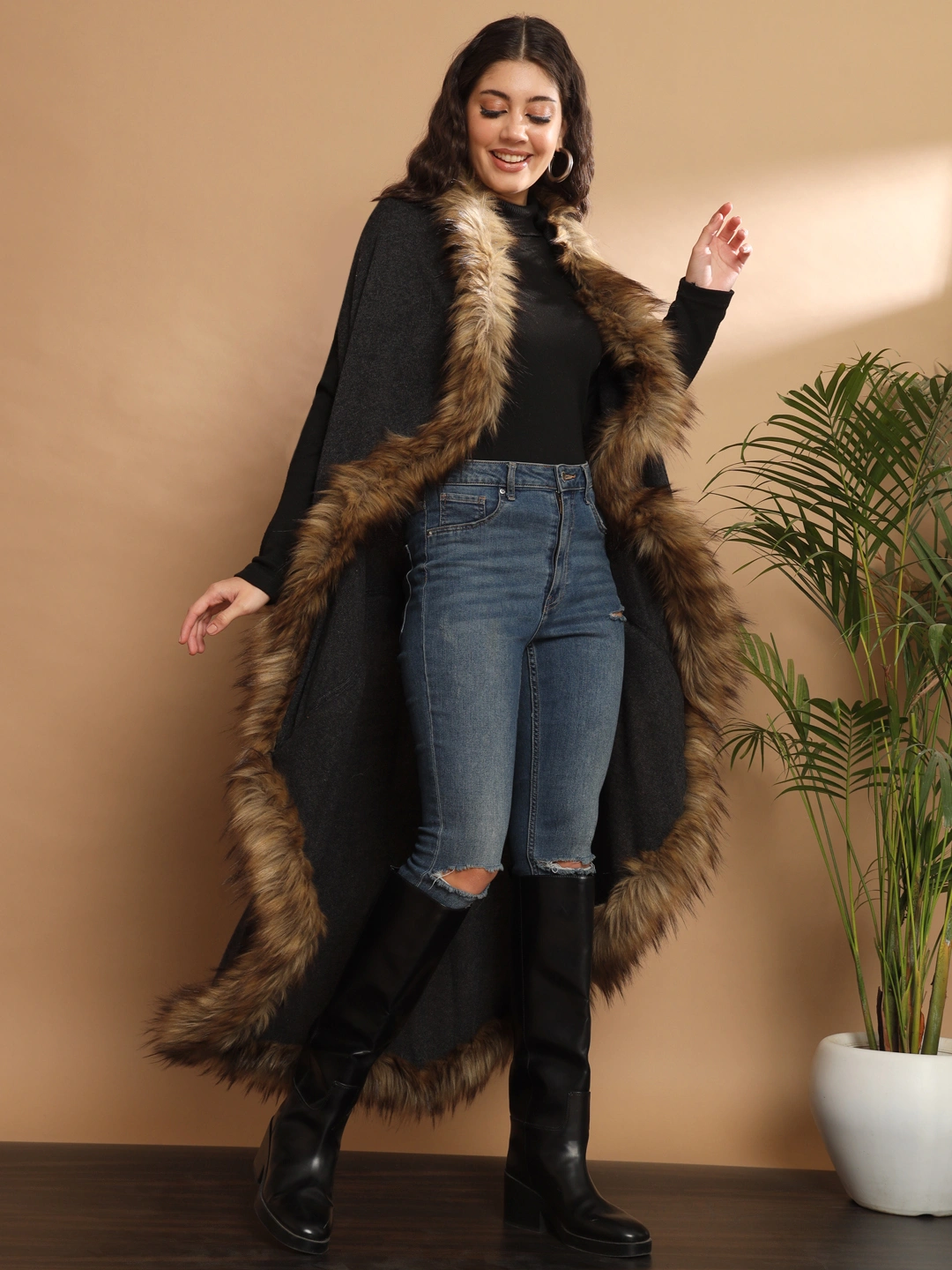 Fur Cape, Fur Jacket, Fur Coat, Fur Shawl-all in one Free Size Fur Wrap-2