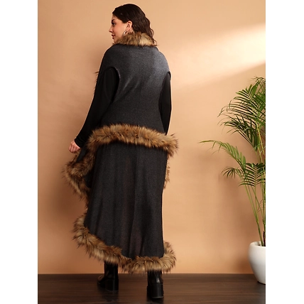 Fur Cape, Fur Jacket, Fur Coat, Fur Shawl-all in one Free Size Fur Wrap-4