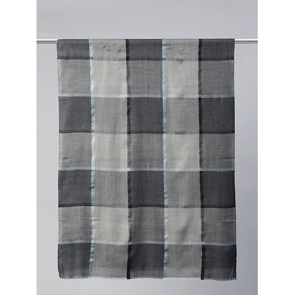 Black Grey Men's Shawl with Checks-2