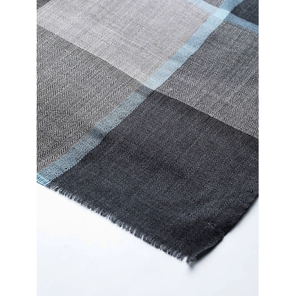 Black Grey Men's Shawl with Checks-3