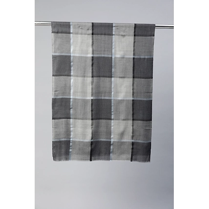 Black Grey Men's Shawl with Checks-4
