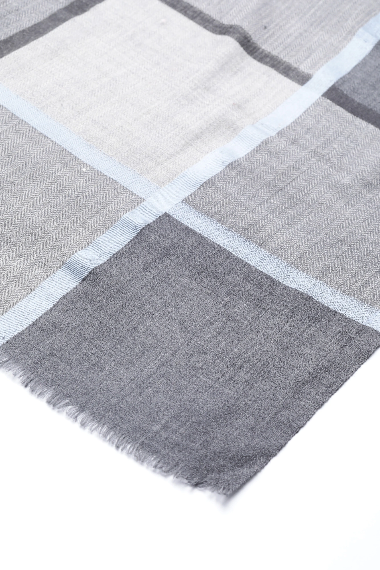 Black Grey Men's Shawl with Checks-7