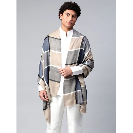 Grey Checks Men's Shawl-MOD-FW-CHECKS-Male