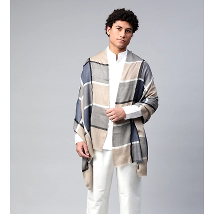 Grey Checks Men's Shawl-5