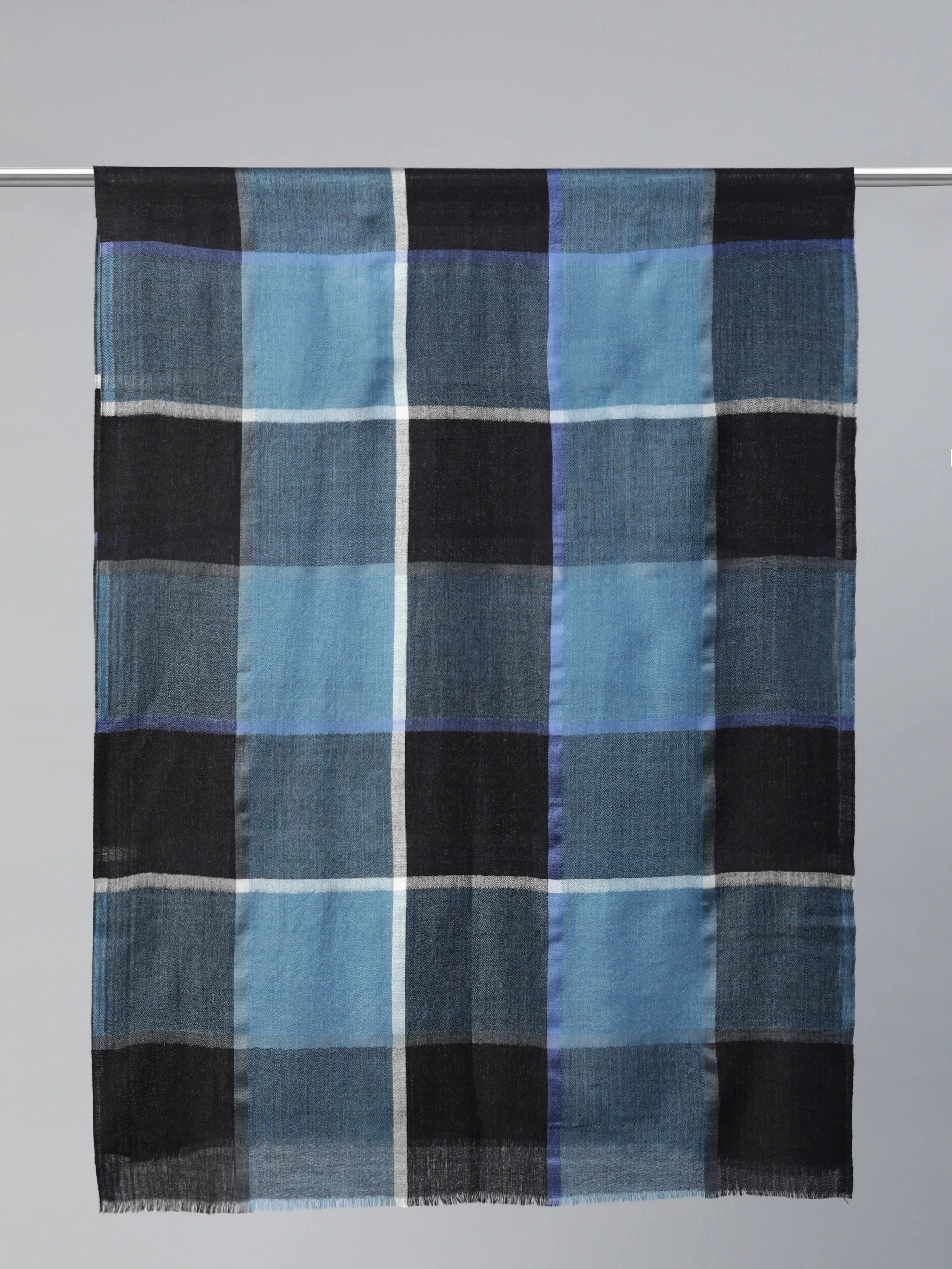 Classic Blue Checkered Men's Shawl-2