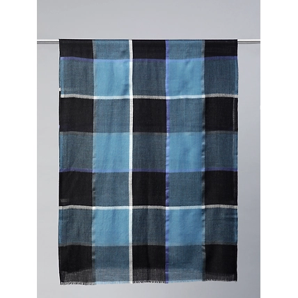 Classic Blue Checkered Men's Shawl-2