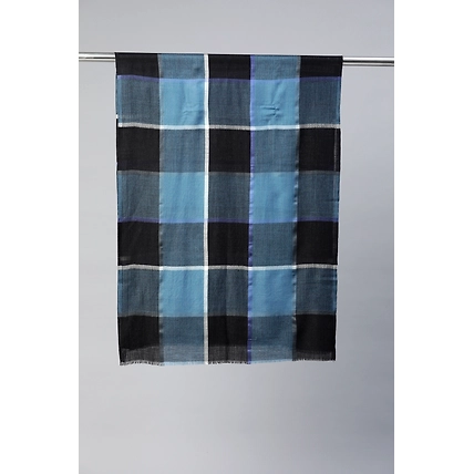 Classic Blue Checkered Men's Shawl-4
