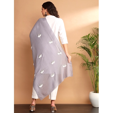 Grey Winter Shawl with white umbrellas-2