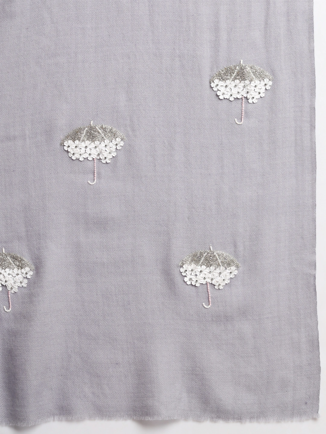 Grey Winter Shawl with white umbrellas-5