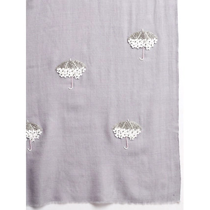 Grey Winter Shawl with white umbrellas-5