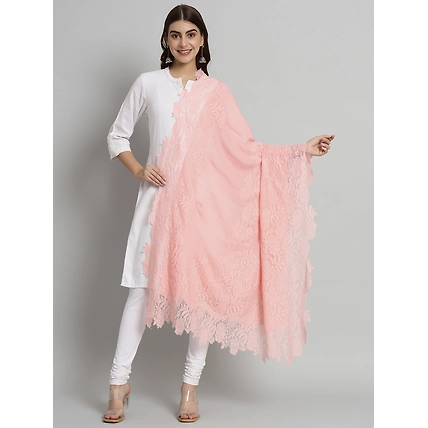 Pink Shawl with Lace-MOD-FW-PE-LACE