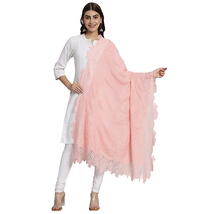 Pink Shawl with Lace-1