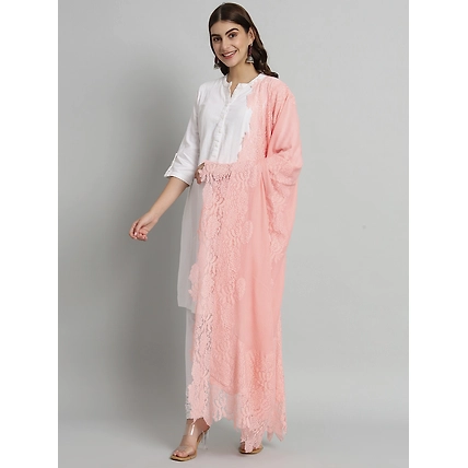 Pink Shawl with Lace-2