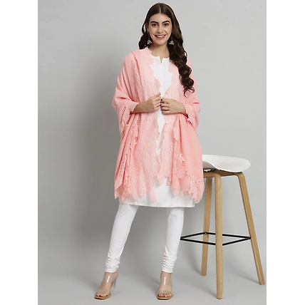 Pink Shawl with Lace-4