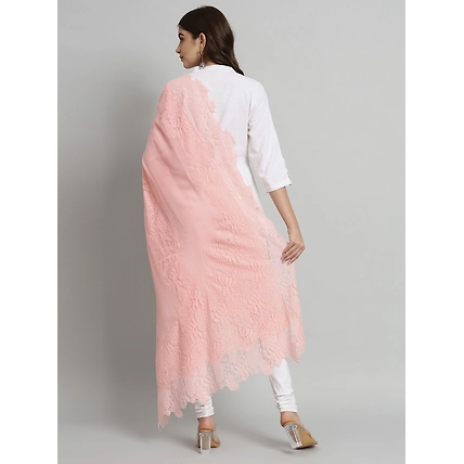 Pink Shawl with Lace-5