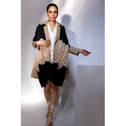 Black Shawl for dress, ideal party shawl with lace and swarovski-2