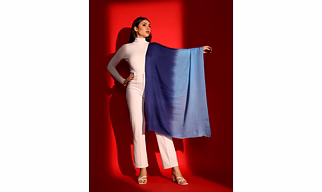 Blue Shawl the perfect ombre cashmere shawl