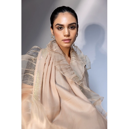 Beige ruffle shawl with swarovski, ideal shawl for gown-4
