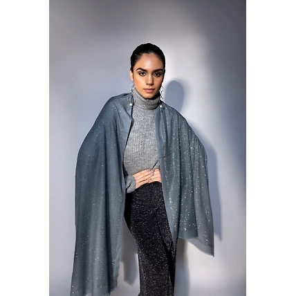Grey Shawl with Swarovski Design-2