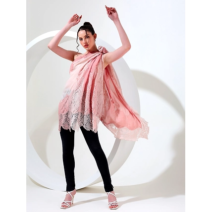 Pink Ombre Shawl with Lace, ideal lace shawl-2
