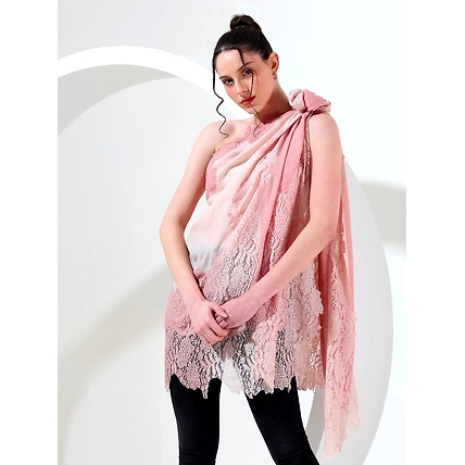 Pink Ombre Shawl with Lace, ideal lace shawl-3