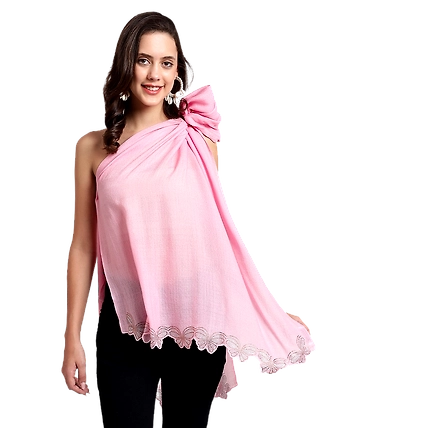 Pink shawl for dress with swarovski butterflies cutwork border-Pink-4