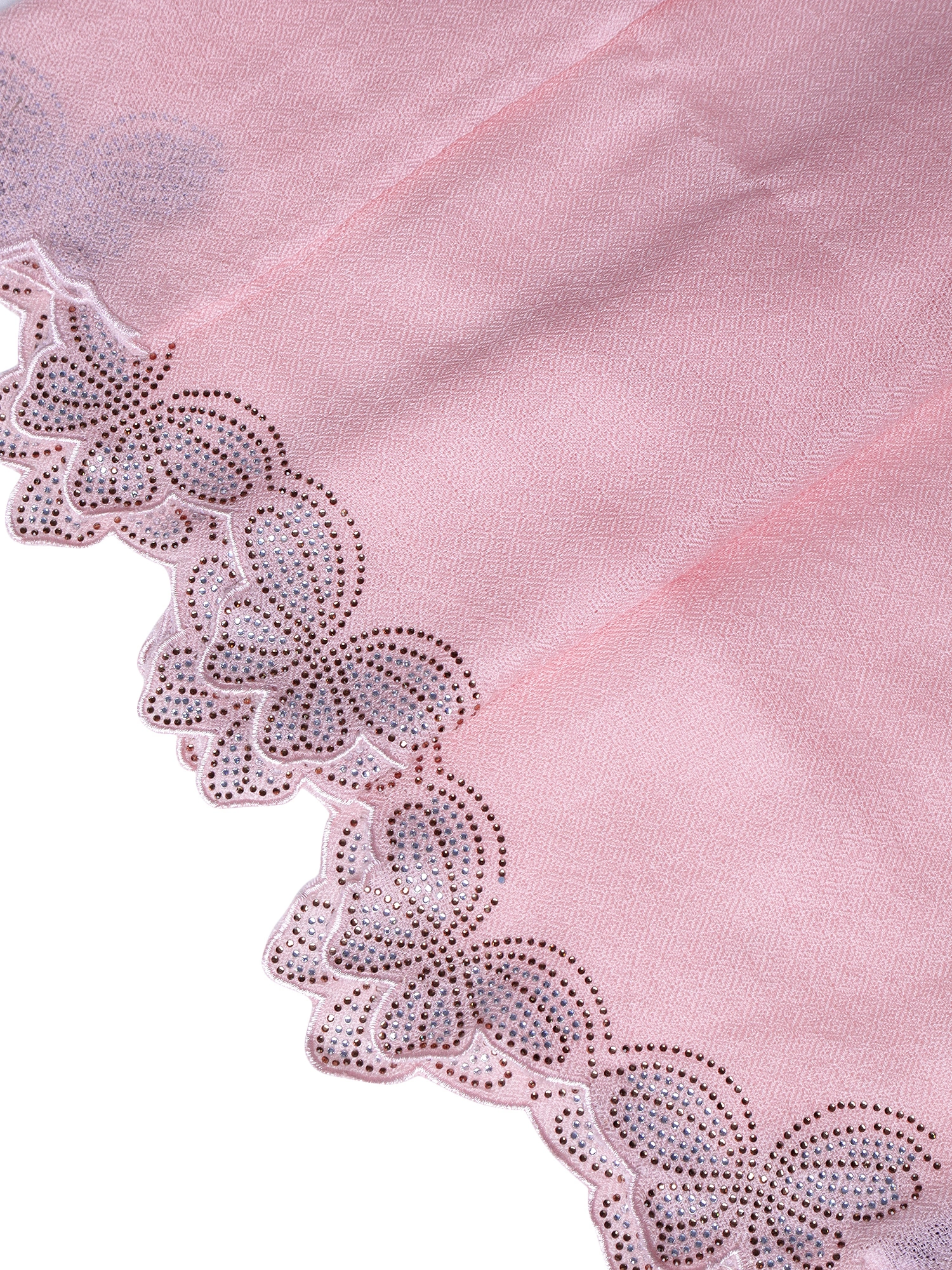 Pink shawl for dress with swarovski butterflies cutwork border-Pink-6