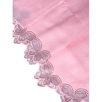 Pink shawl for dress with swarovski butterflies cutwork border-Pink-6