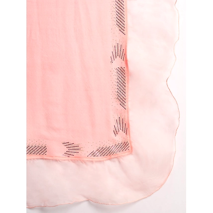 Pink Shawl with swarovski and organza ruffle border-5