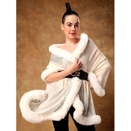 White fur shawl, ideal dress fur shawl made with swarovski-1