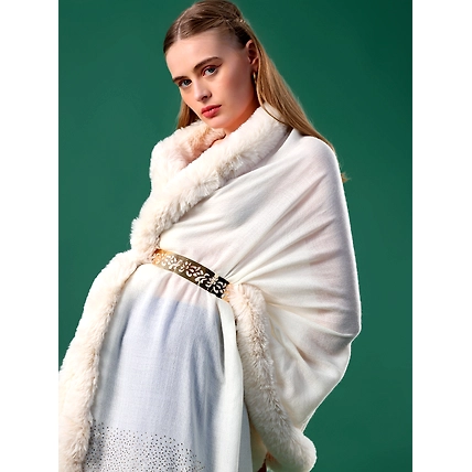 White fur shawl,  fur shawls, ideal dress fur shawl-2